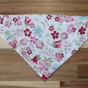 Floral Dog Bandana - Pink and White